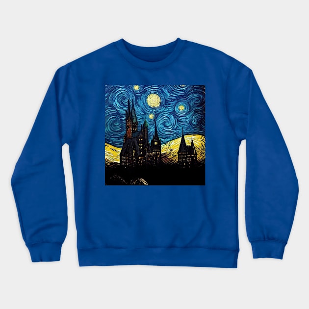 Starry Night Wizarding School Van Gogh Crewneck Sweatshirt by Grassroots Green